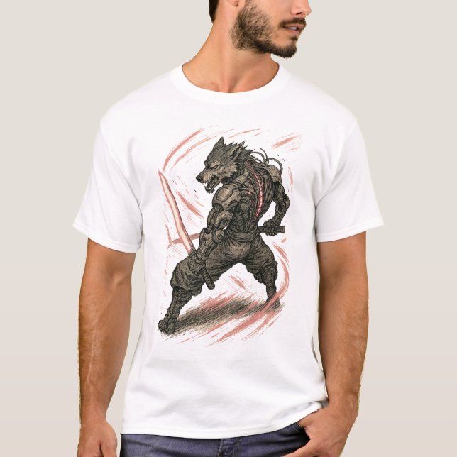 Cyberpunk Wolf (Blade Master) T-Shirt (Front)