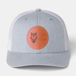 Cyberpunk Wolf Neon Art Personalizable Name Mug -  Leather Patch Hat