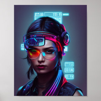 Cyberpunk Woman Poster