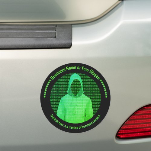 Cybersec Hacker Graphic _ Green on Black Custom Car Magnet