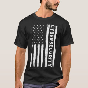 Cybersecurity American Flag Red Blue Team Cyber T-Shirt