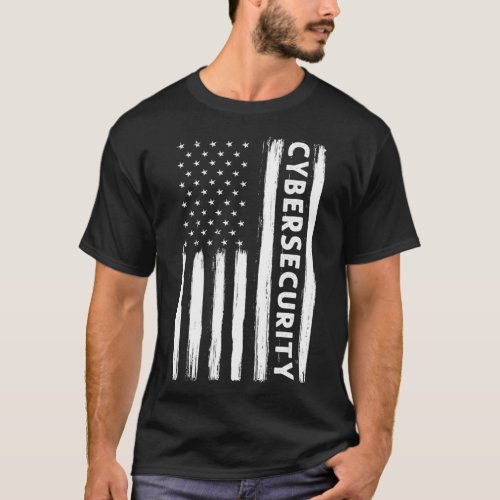 Cybersecurity American Flag Red Blue Team Cyber T_Shirt