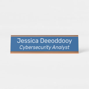 Cybersecurity Analyst Blue Desk Name Plate