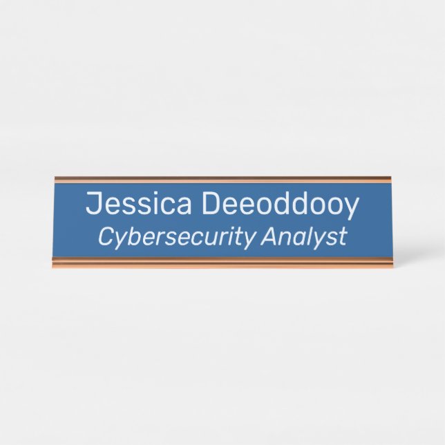 Cybersecurity Analyst Blue Desk Name Plate (Front)