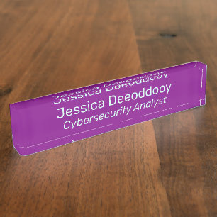 Cybersecurity Analyst Purple Magenta Acrylic Desk Name Plate