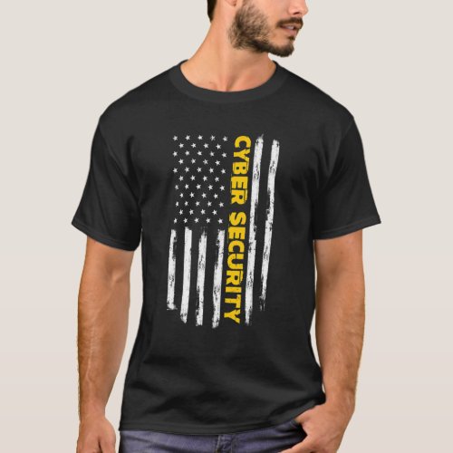 Cybersecurity It Programmers Vertical Us Flag T_Shirt