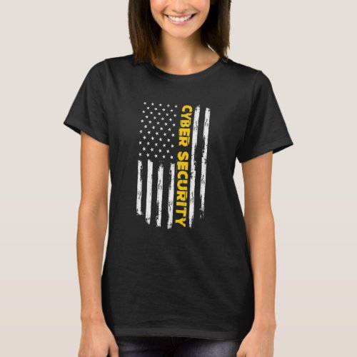 Cybersecurity It Programmers Vertical Us Flag T_Shirt