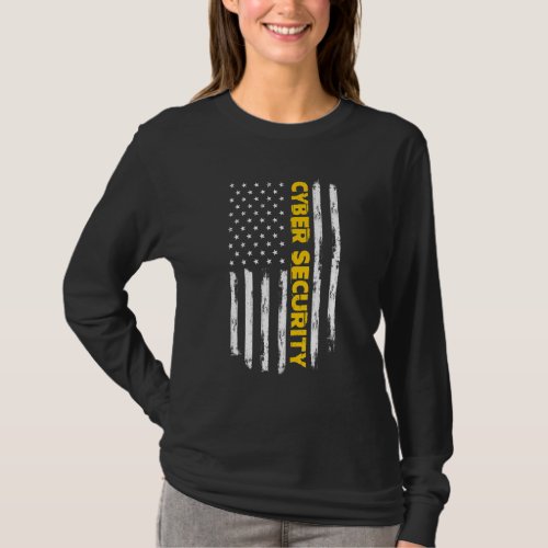 Cybersecurity It Programmers Vertical Us Flag T_Shirt