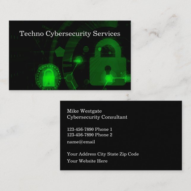 Cybersecurity Services Modern Double Side Business Card (Front/Back)