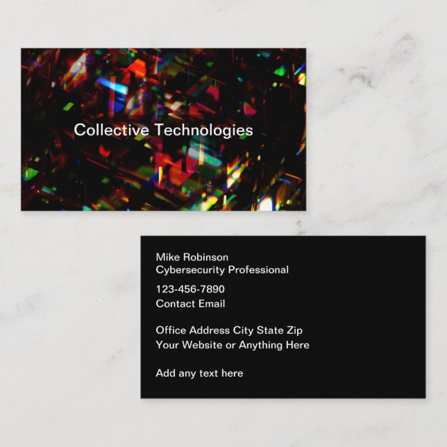 Cybersecurity Technology Abstract Business Cards (Front/Back)