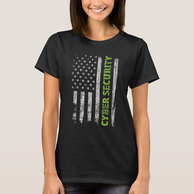 Cybersecurity - USA Flag Computer Engineer Program T-Shirt (Front)