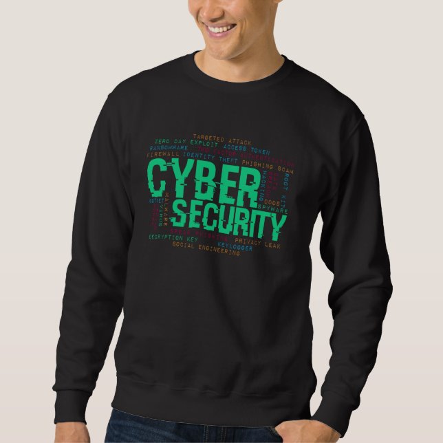 Cybersecurity Word Cloud Hacker Computer Coders Pr Sweatshirt (Front)