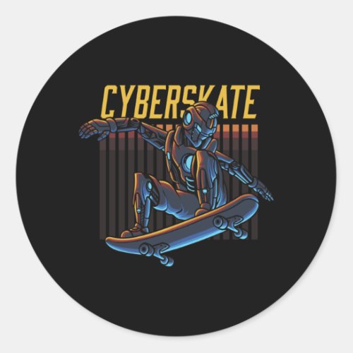 Cyberskate Robot Skater Classic Round Sticker