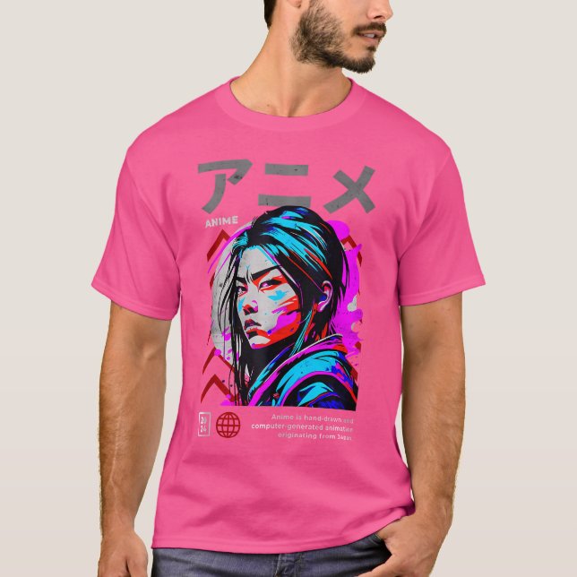 Cyberspace Punk Samurai Anime Streetwear Art T-Shirt (Front)