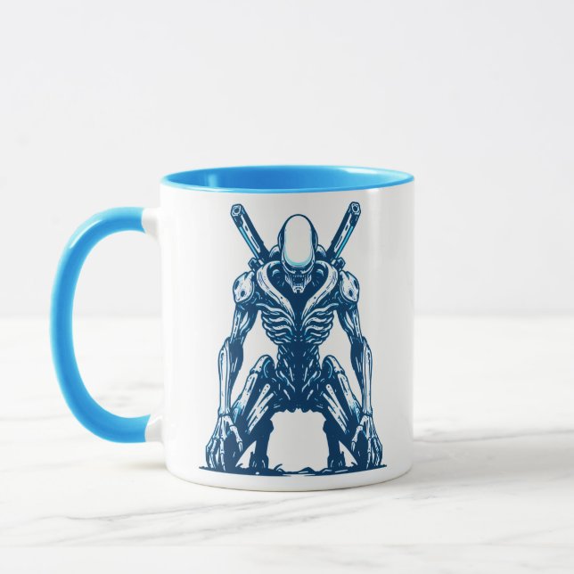 Cyborg Alien Warrior – Futuristic Sci-Fi Monster Mug (Left)