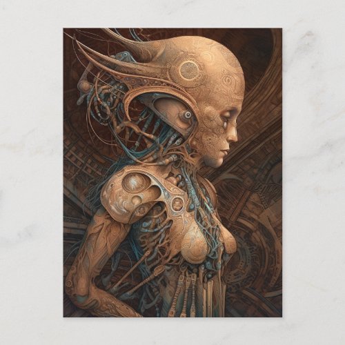 Cyborg Alien Woman Futuristic Science Fiction Postcard