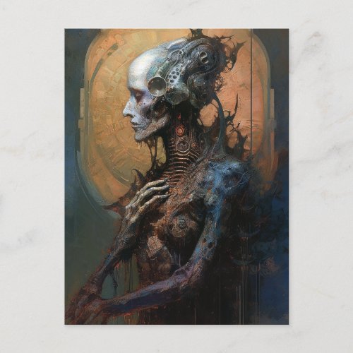 Cyborg Alien Woman Futuristic Science Fiction Postcard
