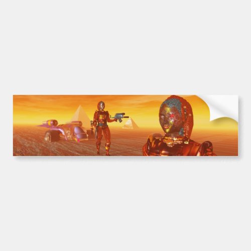 CYBORG ARES IN DESERT OF HYPERION Science Fiction Bumper Sticker
