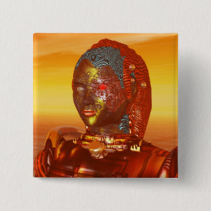 CYBORG ARES IN DESERT OF HYPERION Science Fiction Button