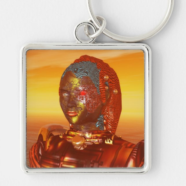CYBORG ARES IN DESERT OF HYPERION Science Fiction Keychain (Front)