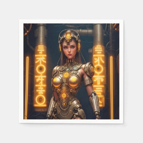 Cyborg Athena in Gold Napkins
