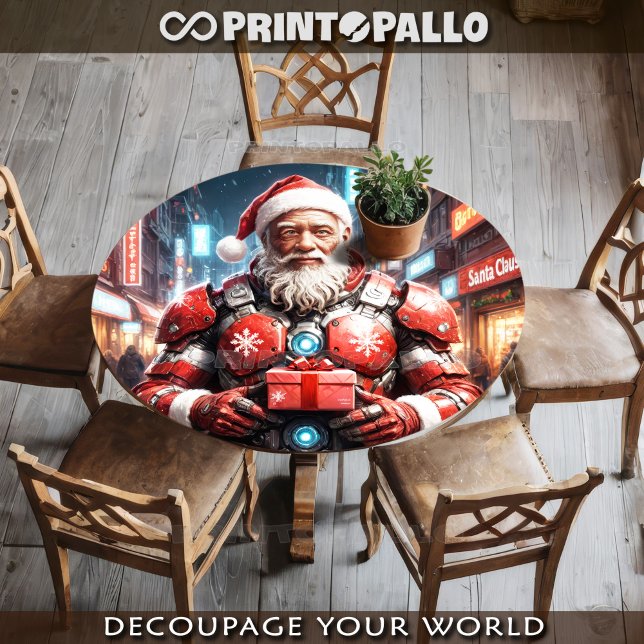 Cyborg Black Santa Claus in Christmas armor Tissue Paper (Creator Uploaded)