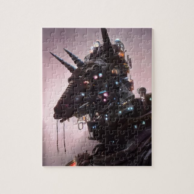 Cyborg Black Unicorn Jigsaw Puzzle (Vertical)