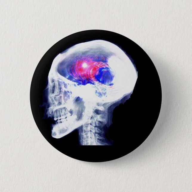 Cyborg Brain Button (Front)