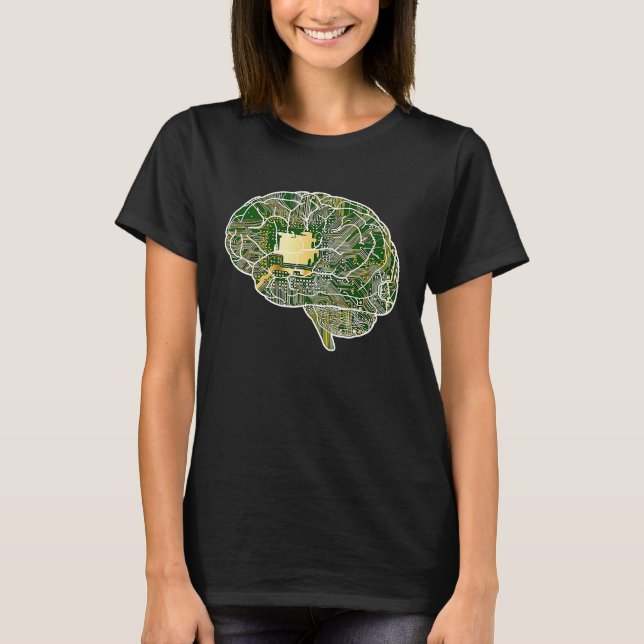 Cyborg Cybernetic Brain T-Shirt (Front)