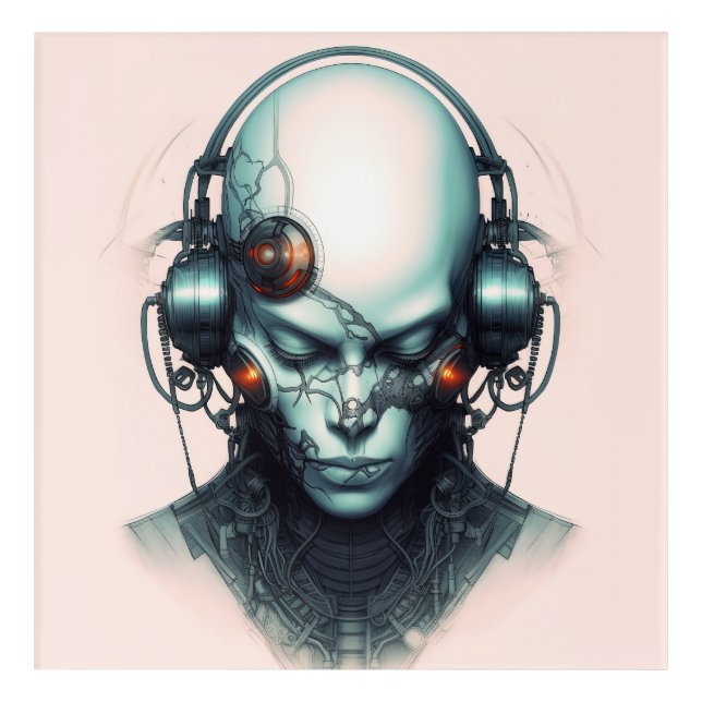 Cyborg Cyberpunk Dj Acrylic Print (Front)