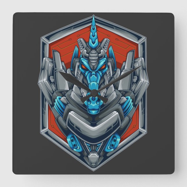 Cyborg Evolution Square Wall Clock (Front)