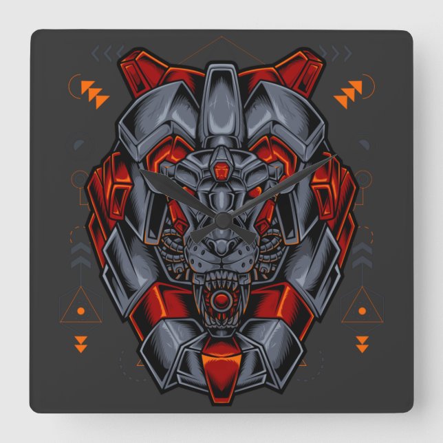 Cyborg Evolution Square Wall Clock (Front)