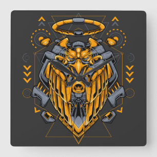 Cyborg Evolution Square Wall Clock