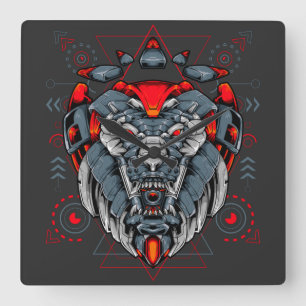Cyborg Evolution Square Wall Clock