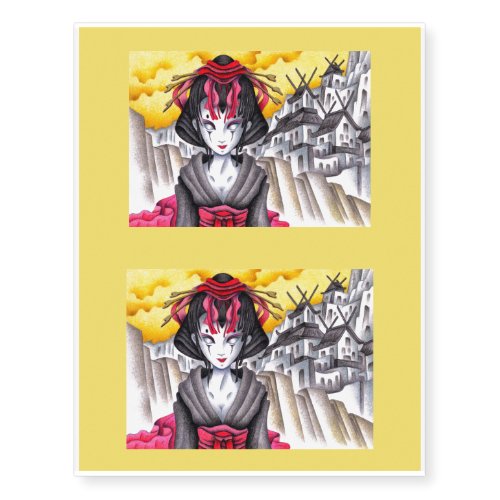 Cyborg Geisha Temporary Tattoos
