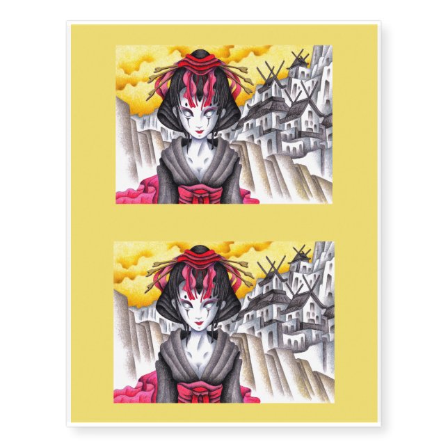 Cyborg Geisha Temporary Tattoos (Front)