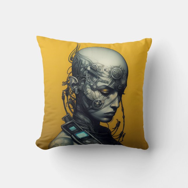 Cyborg Girl Cool Teen Throw Pillow (Front)