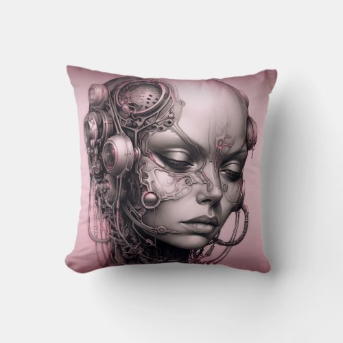 Cyborg Girl Cool Teen Throw Pillow