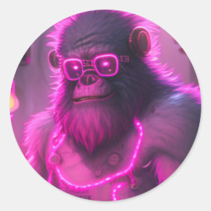 Cyborg Gorilla Mecha Steampunk Style Classic Round Sticker