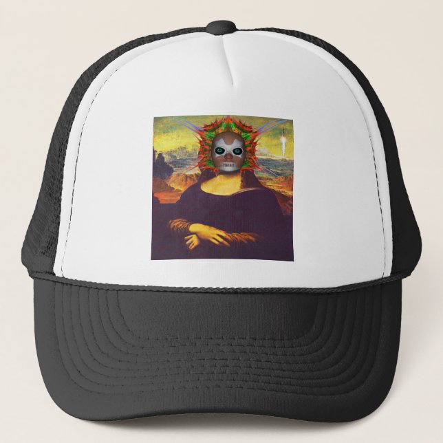 Cyborg Mona Lisa Trucker Hat (Front)