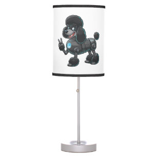Cyborg Poodle Robot Peace Sign Table Lamp