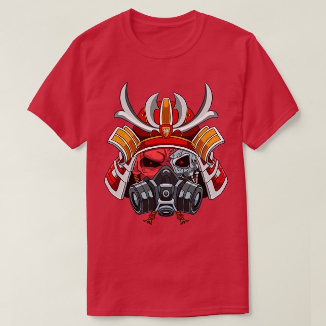 Cyborg Samurai Warrior Bushido Cyber Aesthetic T-Shirt (Design Front)