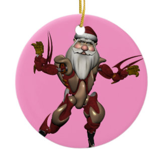 Cyborg Santa Claus Ceramic Ornament