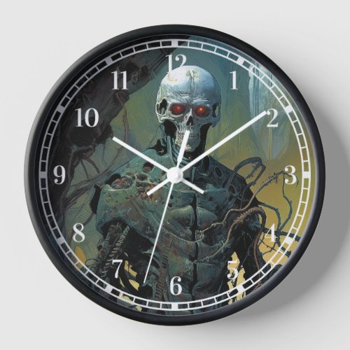 Cyborg Skeleton Futuristic Science Fiction Clock