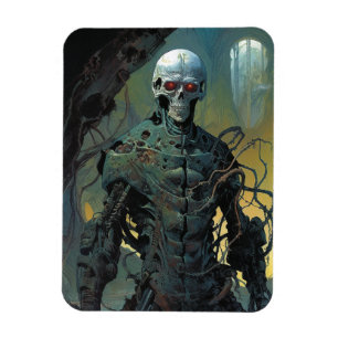 Cyborg Skeleton Futuristic Science Fiction Magnet