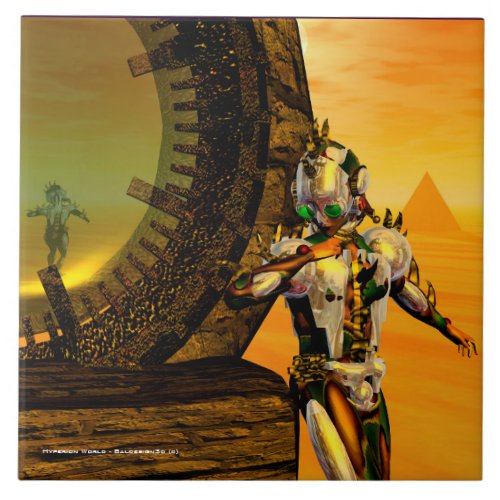 CYBORG TITANDESERT HYPERION Science Fiction Scifi Ceramic Tile