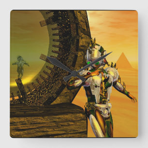 CYBORG TITAN,DESERT HYPERION Science Fiction Scifi Square Wall Clock