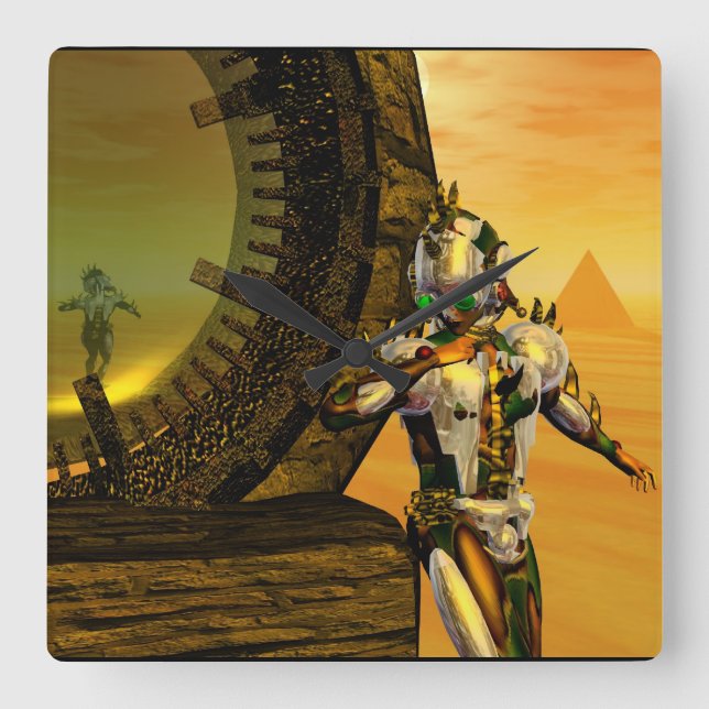 CYBORG TITAN,DESERT HYPERION Science Fiction Scifi Square Wall Clock (Front)