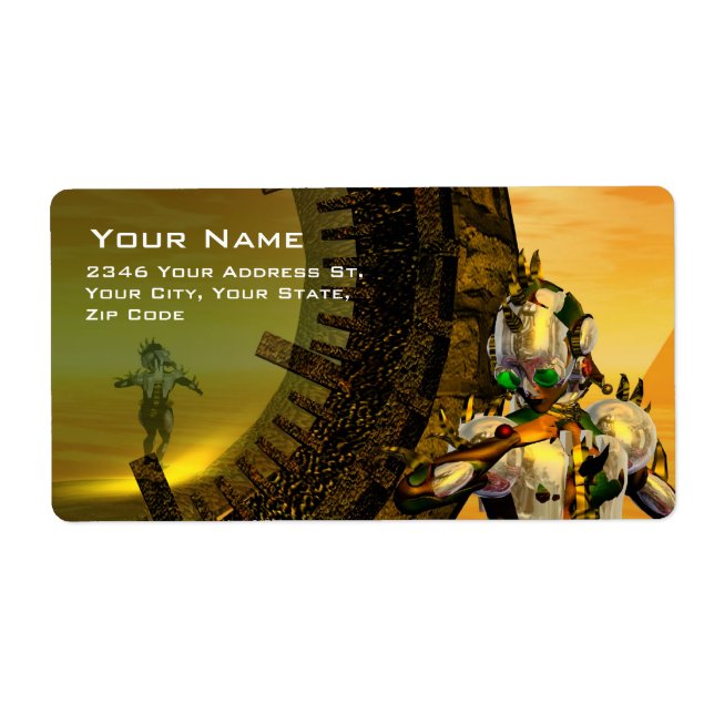 CYBORG TITAN IN HYPERION DESERT Sci-Fi Label (Front)