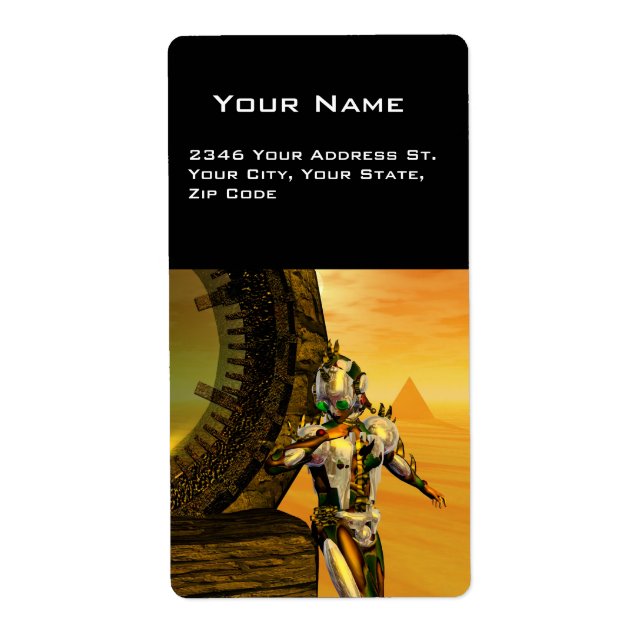 CYBORG TITAN IN HYPERION DESERT Sci-Fi Label (Front)